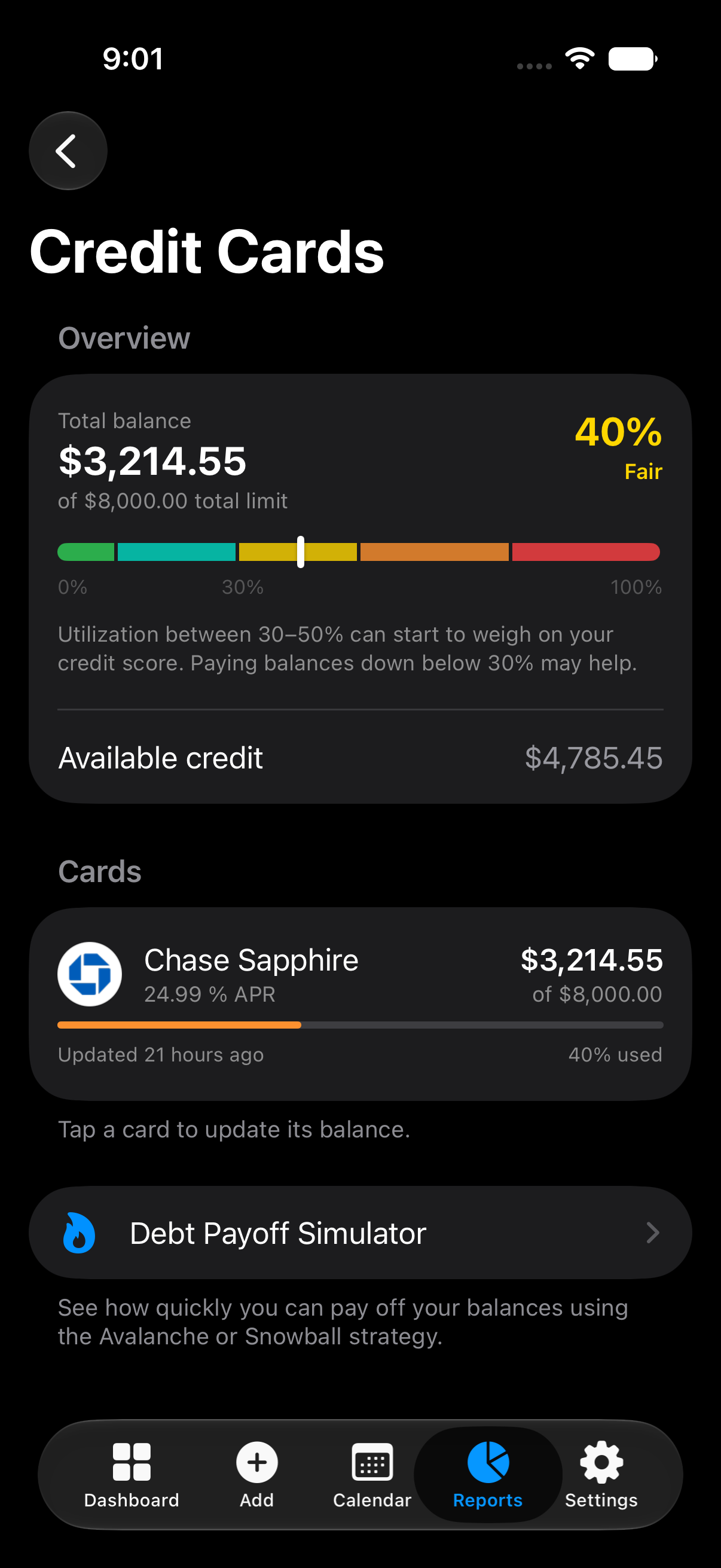 Credit card utilization
